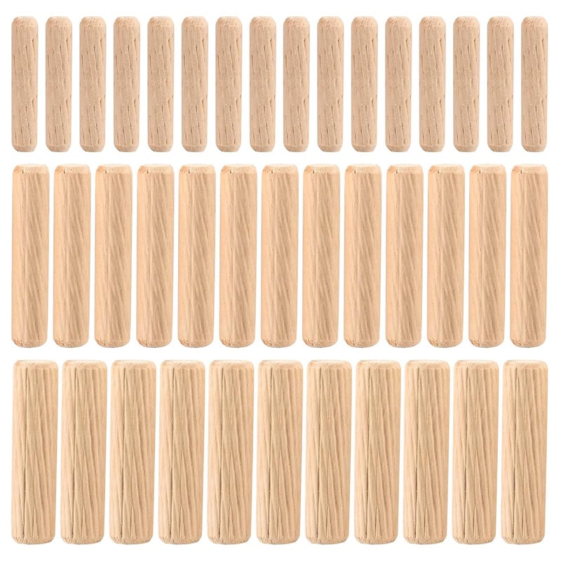 HexinYigjly 90 Pcs Wooden Dowel Pins, Straight Groove Wooden Dowel Pins with Beveled Ends Tapered, Easy Insertion, for Furniture Door Art Crafts Projects, M6 M8 M10 - Image 1
